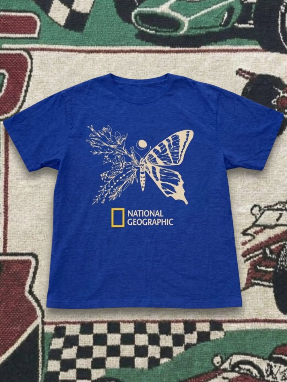 National Geographic Floral Butterfly Graphic T-Shirt Royal Blue